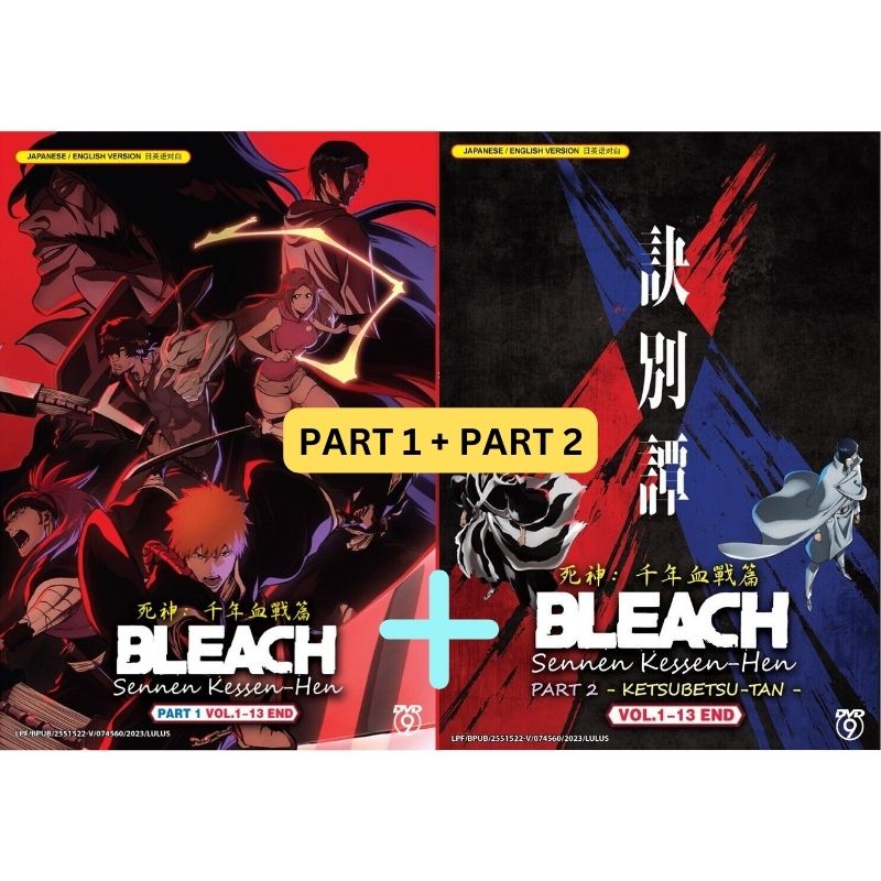 Bleach: Thousand-Year Blood War Part 1 + Part 2: Volume 1-26.END, English Audio Dubbed DVD