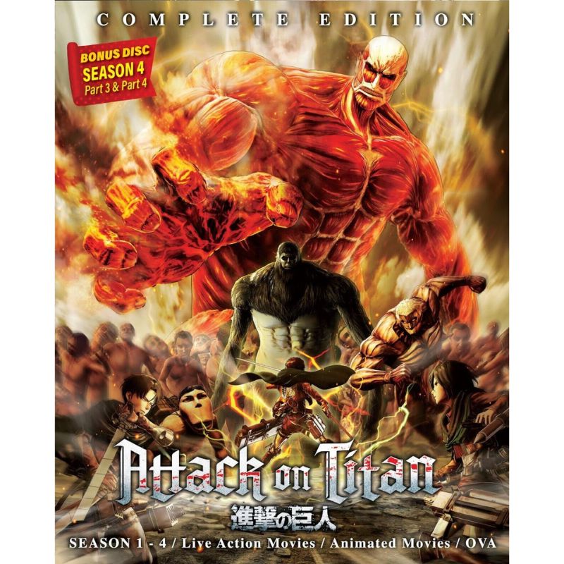 Attack On Titan Season 1-4 + Movies + Live Action Movies +Animated Movies + OVA Dual Audio DVD