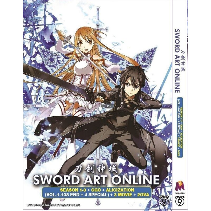 SWORD ART ONLINE Season 1-3 + Gun Gale Online + Alicization (Volume 1-108 End + 4 Special) + Movie + 2 OVAs DVD
