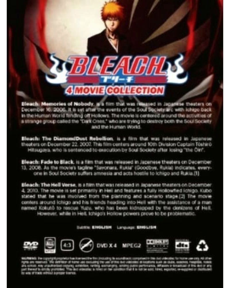 DVD Anime Bleach Complete Series Vol 1-366 + 4 Movies English Audio Box Set